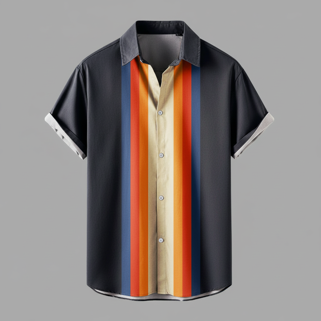 Retro Herren Polo Shirt | Kurzarmhemd mit Reißverschluss