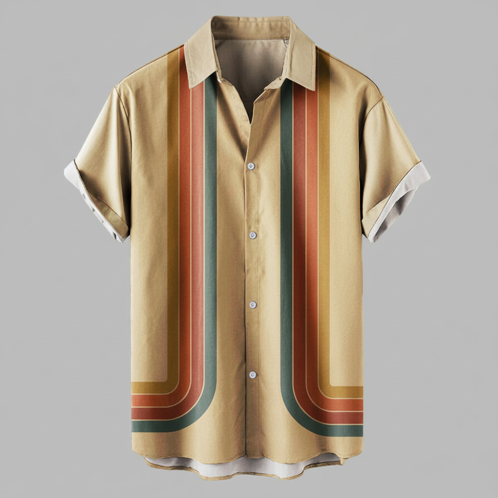 Retro Herren Polo Shirt | Kurzarmhemd mit Reißverschluss