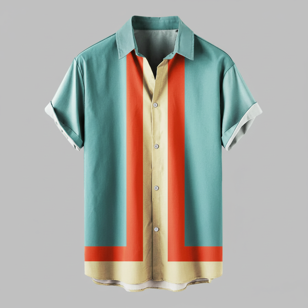 Retro Herren Polo Shirt | Kurzarmhemd mit Reißverschluss