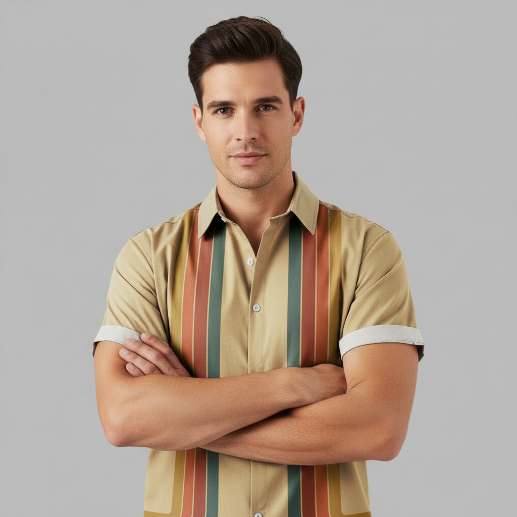 Retro Herren Polo Shirt | Kurzarmhemd mit Reißverschluss