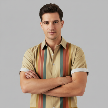 Retro Herren Polo Shirt | Kurzarmhemd mit Reißverschluss