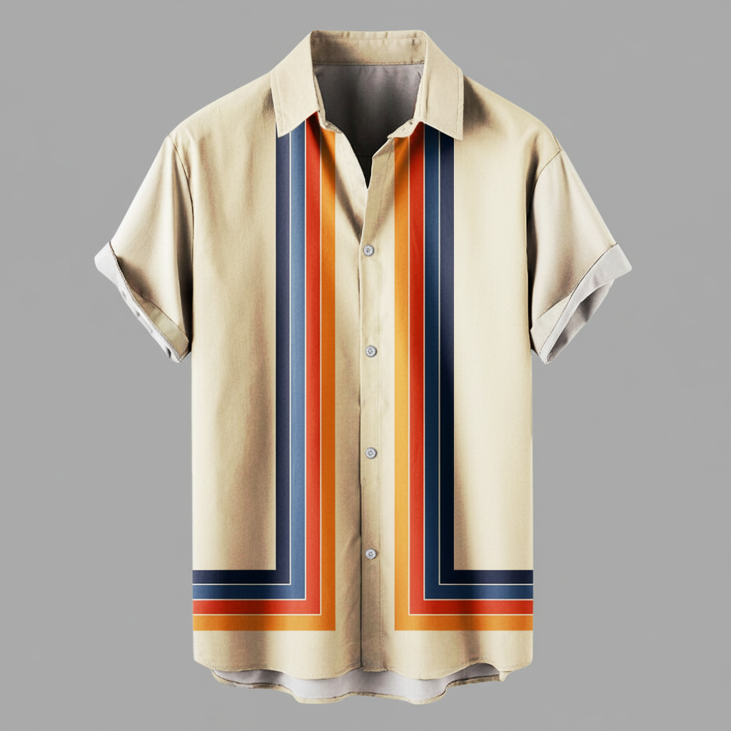 Retro Herren Polo Shirt | Kurzarmhemd mit Reißverschluss